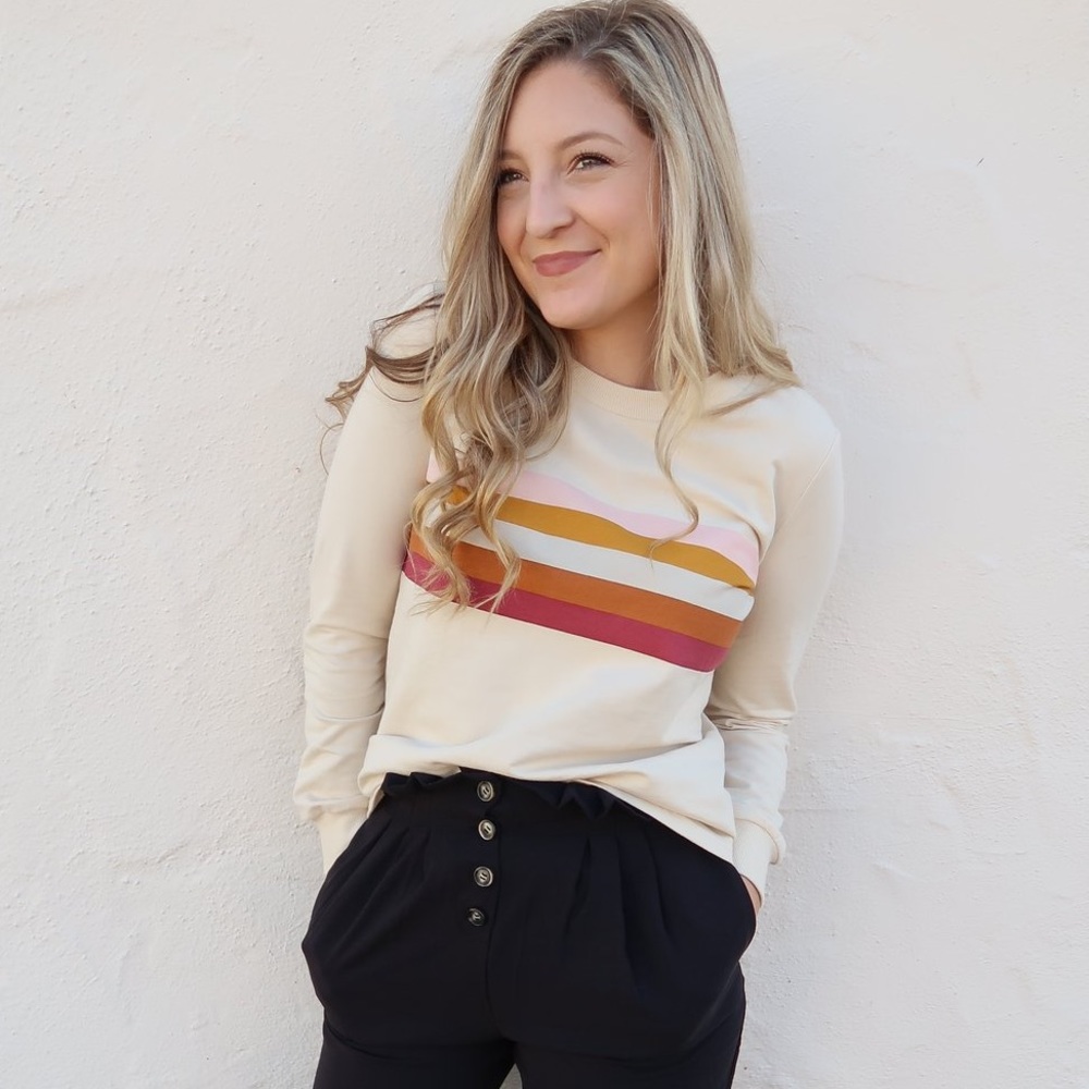 ROOLEE rainbow colorblock crewneck sweater